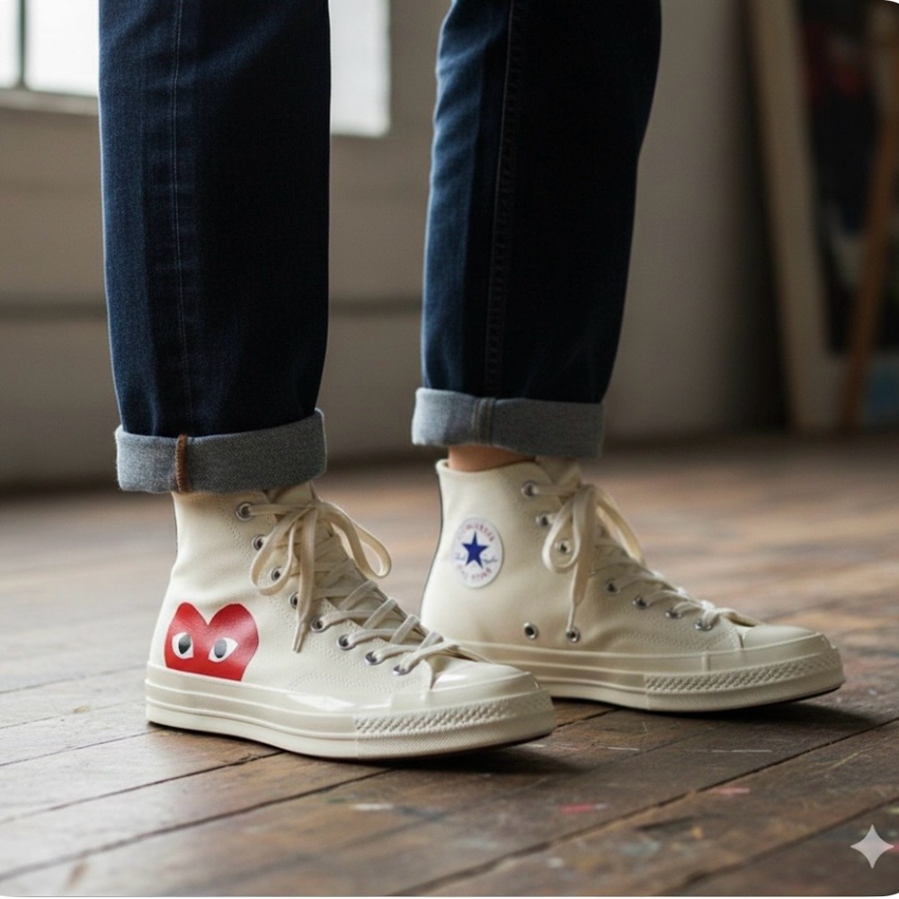 Converse x Comme des Garcons PLAY Chuck 70 High Top Heart Sneakers 8W/6M